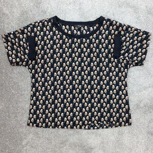 An'ge bird print dark brown blouse size Large